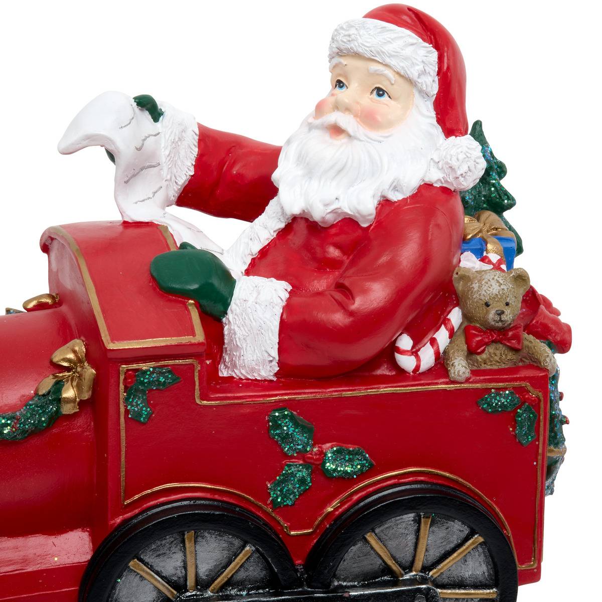 Train décoratif Père Noël en résine L. 27,5 cm rouge, ATMOSPHERA