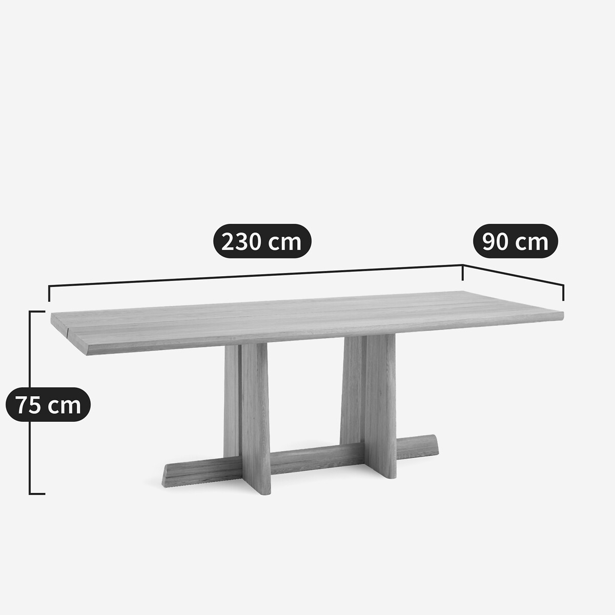 Mesa de comedor de roble macizo, lijada y chapada, Boecy roble natural, AM.PM
