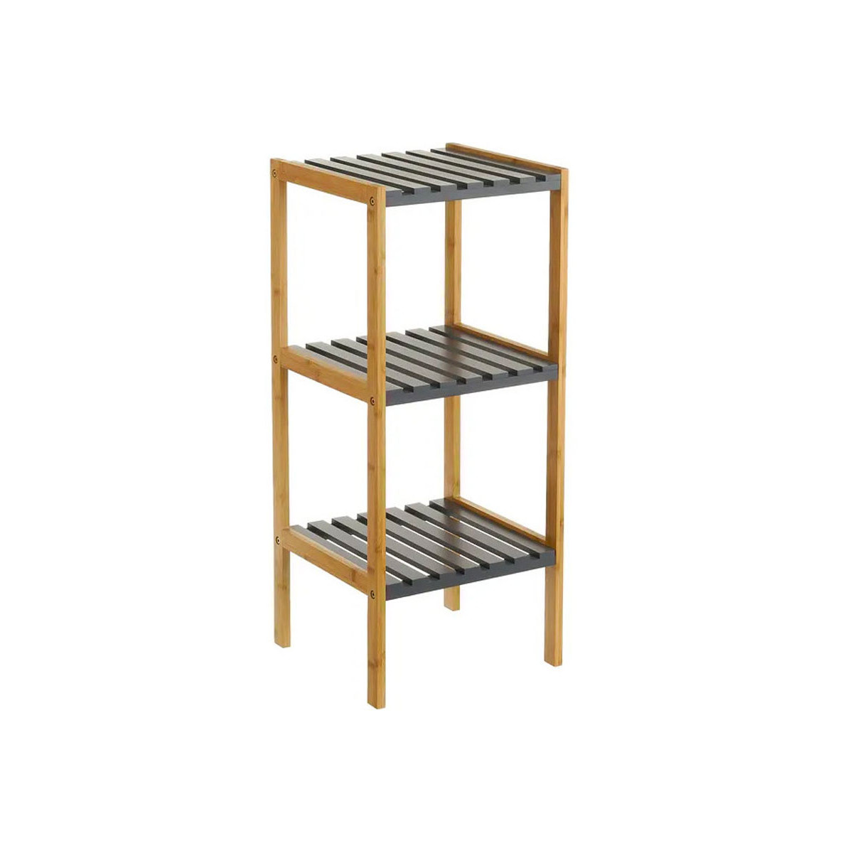 Étagère salle de bain bambou gris 3 étages 34x33x80cm gris, WADIGA