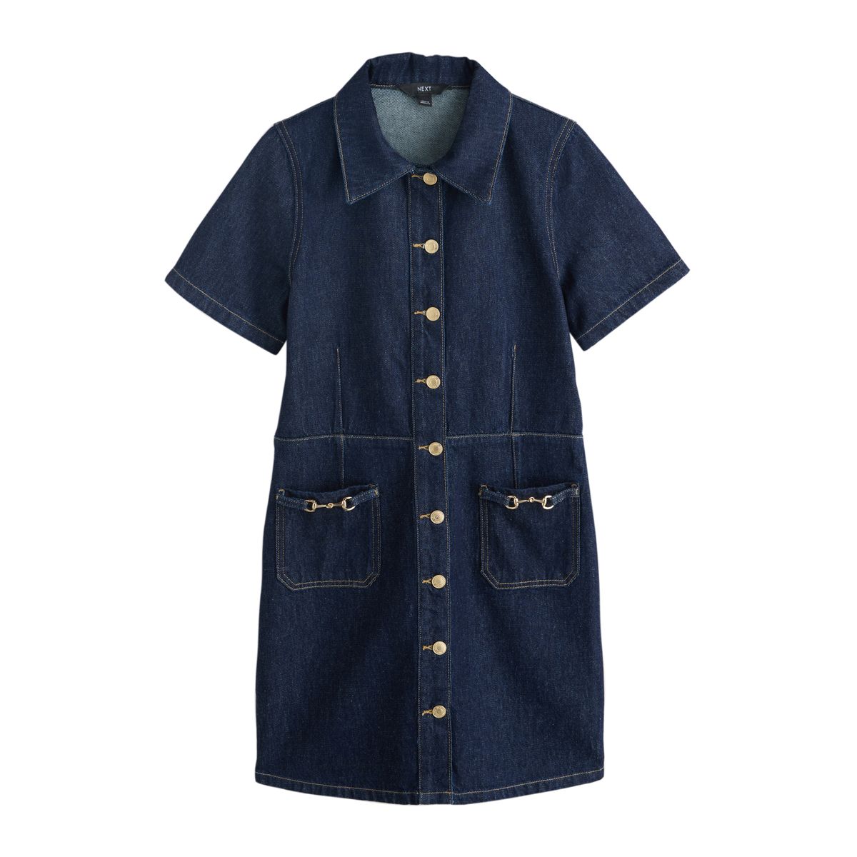 Robe courte en jean à manches courtes délavage bleu, NEXT