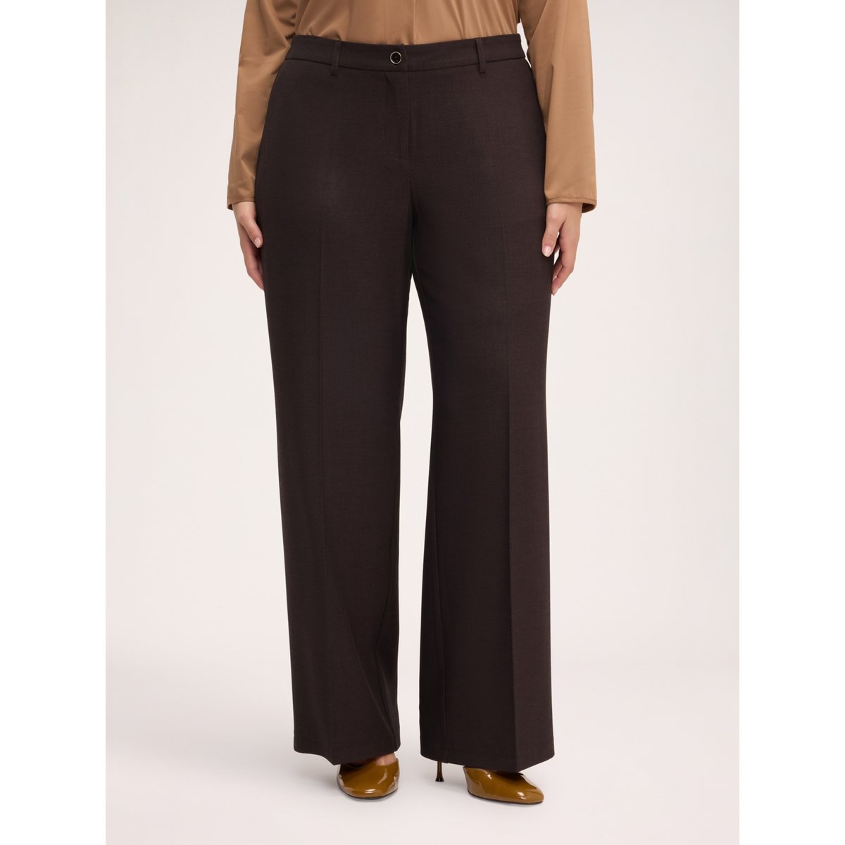 Pantalon Wide Leg à pli marqué marron, FIORELLA RUBINO