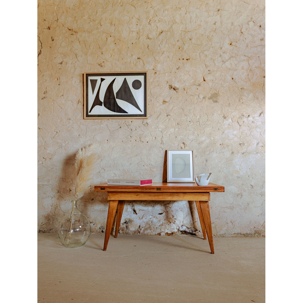 Table basse à système en bois Léonie N°837 - Bon état bois foncé, DEBONGOUT