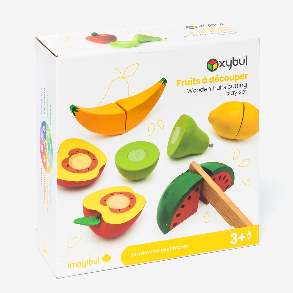 Set de 5 fruits à découper en bois blanc, OXYBUL 