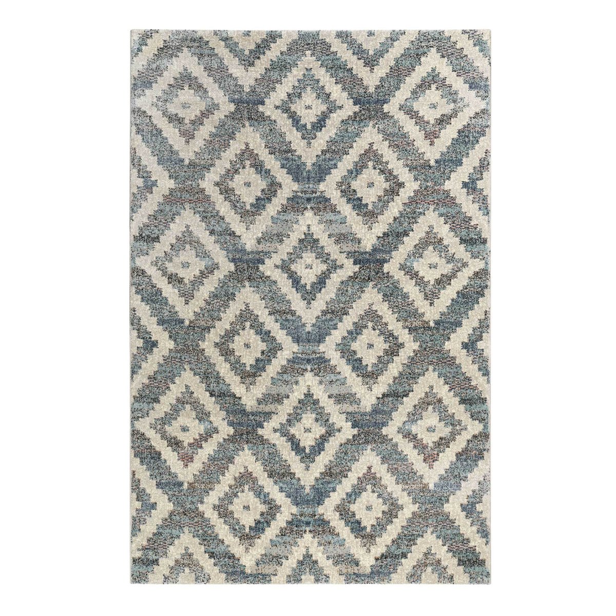 Tapis velours ras motif ethnique , PASSION 2.0 gris, bleu, beige, WECON HOME