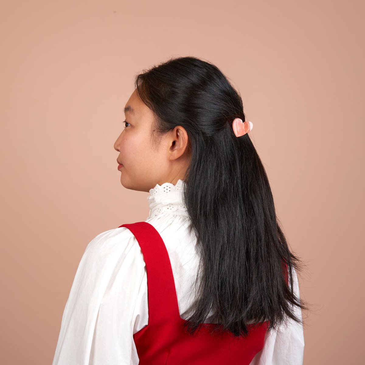 Mini pince à cheveux CŒUR ROSE rose nacré, COUCOU SUZETTE