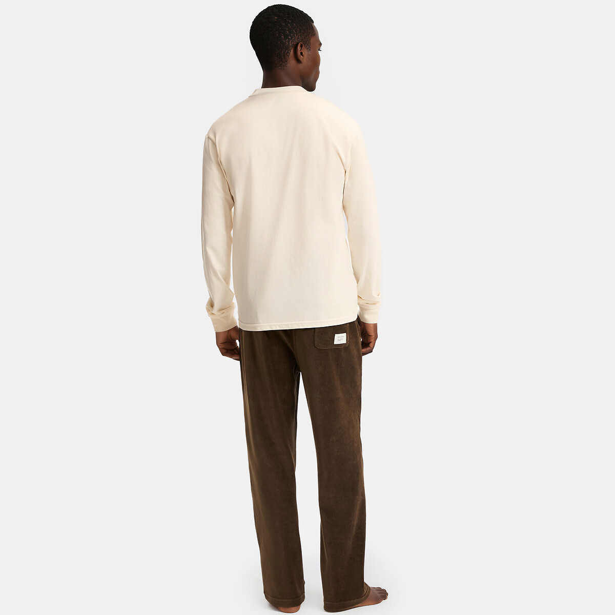 Pyjama en velours ecru + marron, LA REDOUTE COLLECTIONS