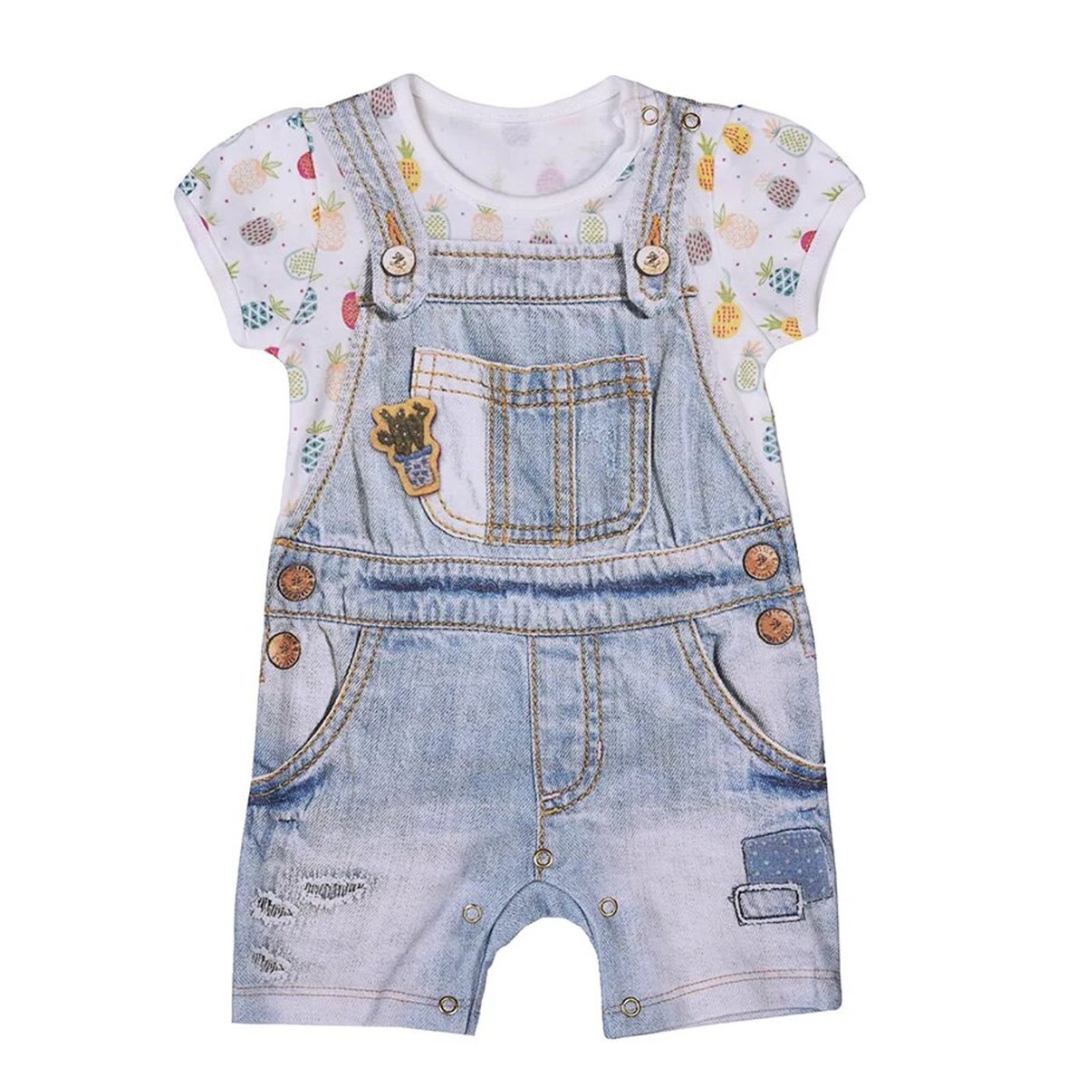Combishort fille en coton bio, Pinea multicolore, KITIKATE