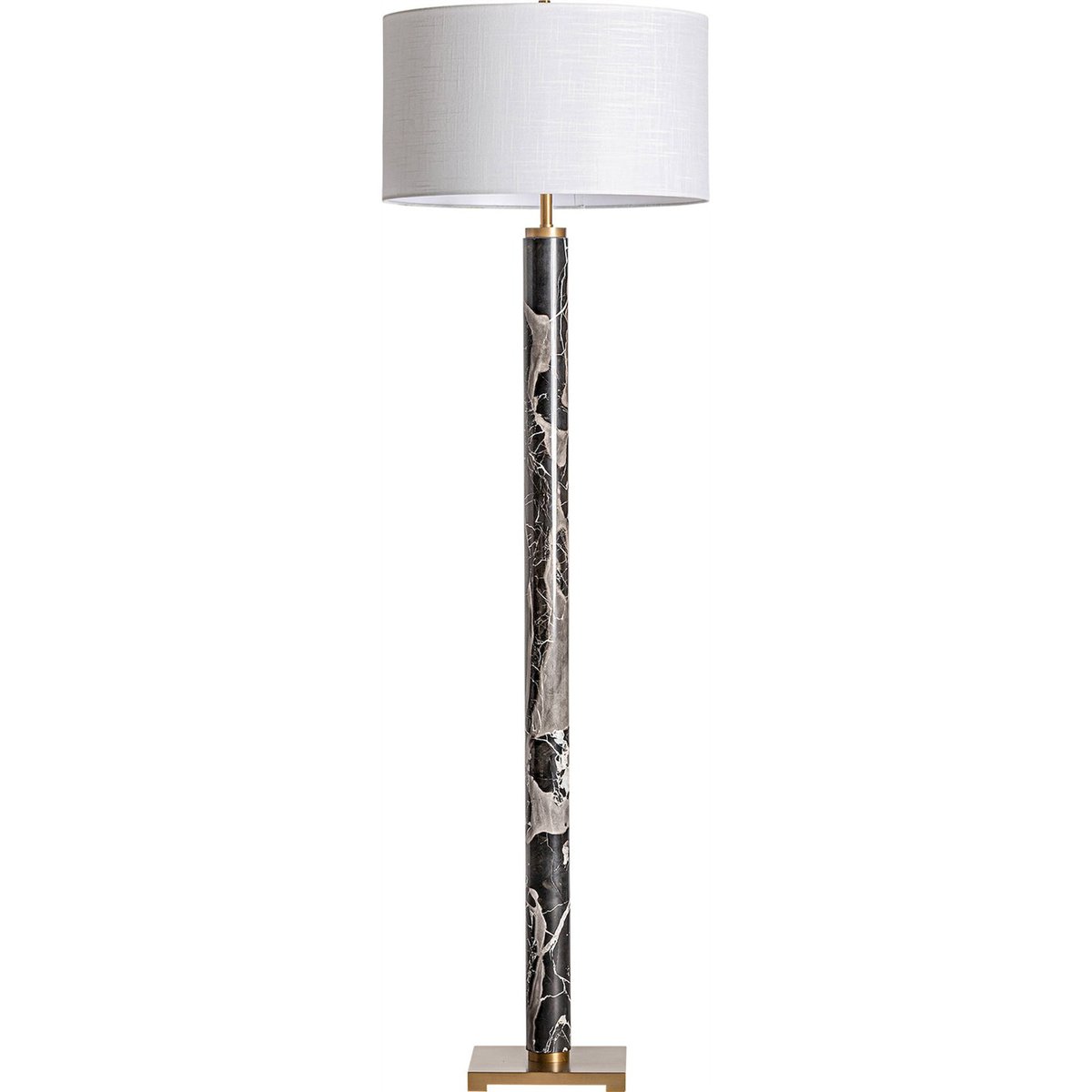 Lampadaire en marbre et coton, Art déco noir marbre et blanc naturel, RECOLLECTION