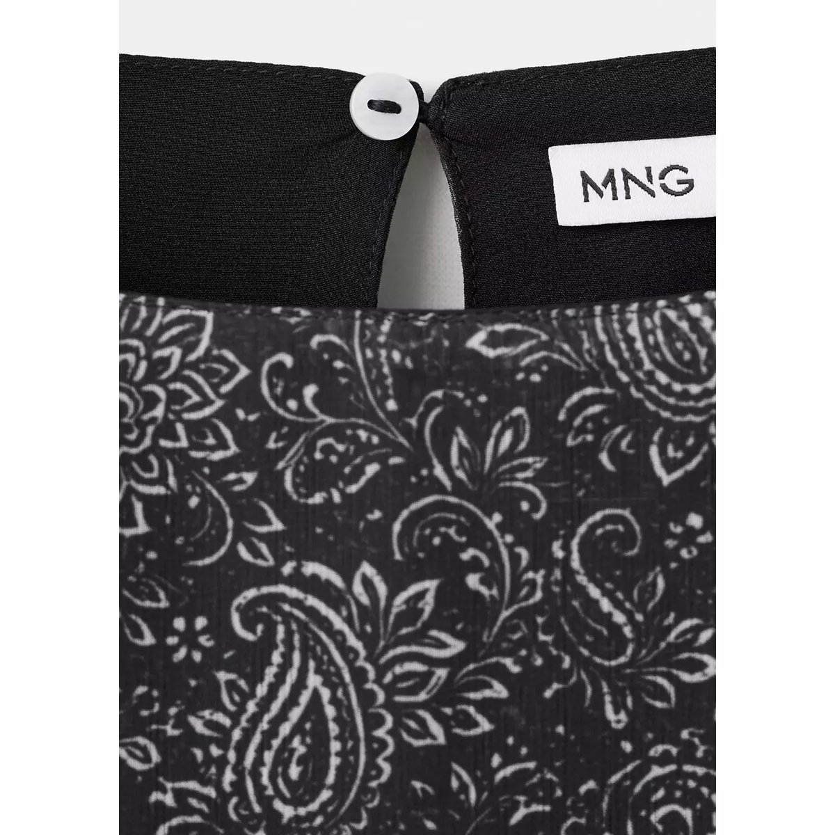 Blouse paisley col bateau noir, MANGO TEEN
