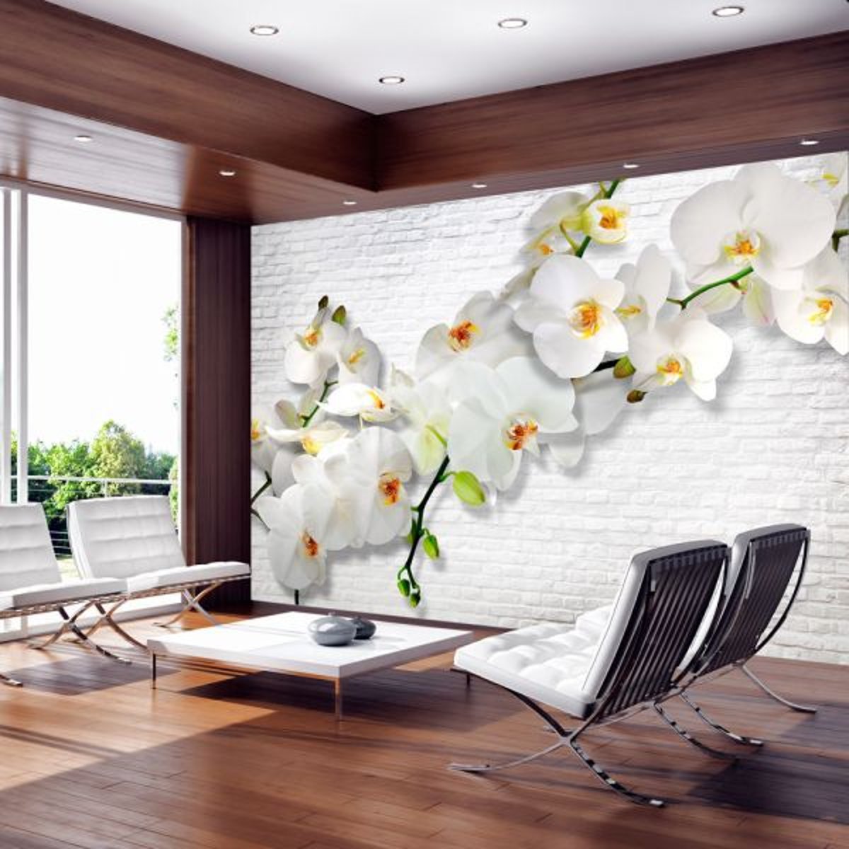 Papier peint intissé panoramique Fleurs The Urban Orchid vert, EDEN