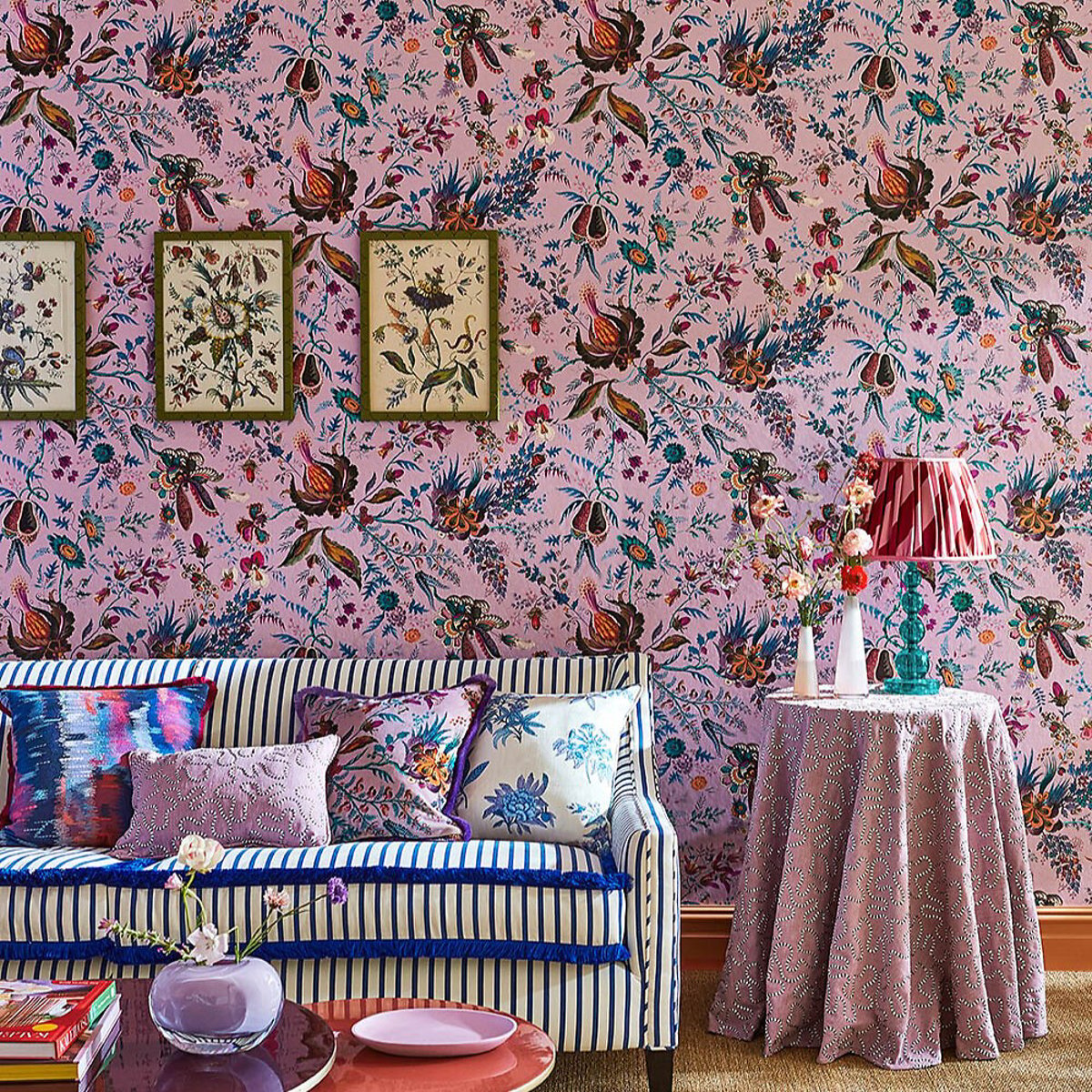 Wonderland Floral Amethyst Lapis Ruby Wallpaper purple, HARLEQUIN X SOPHIE ROBINSON