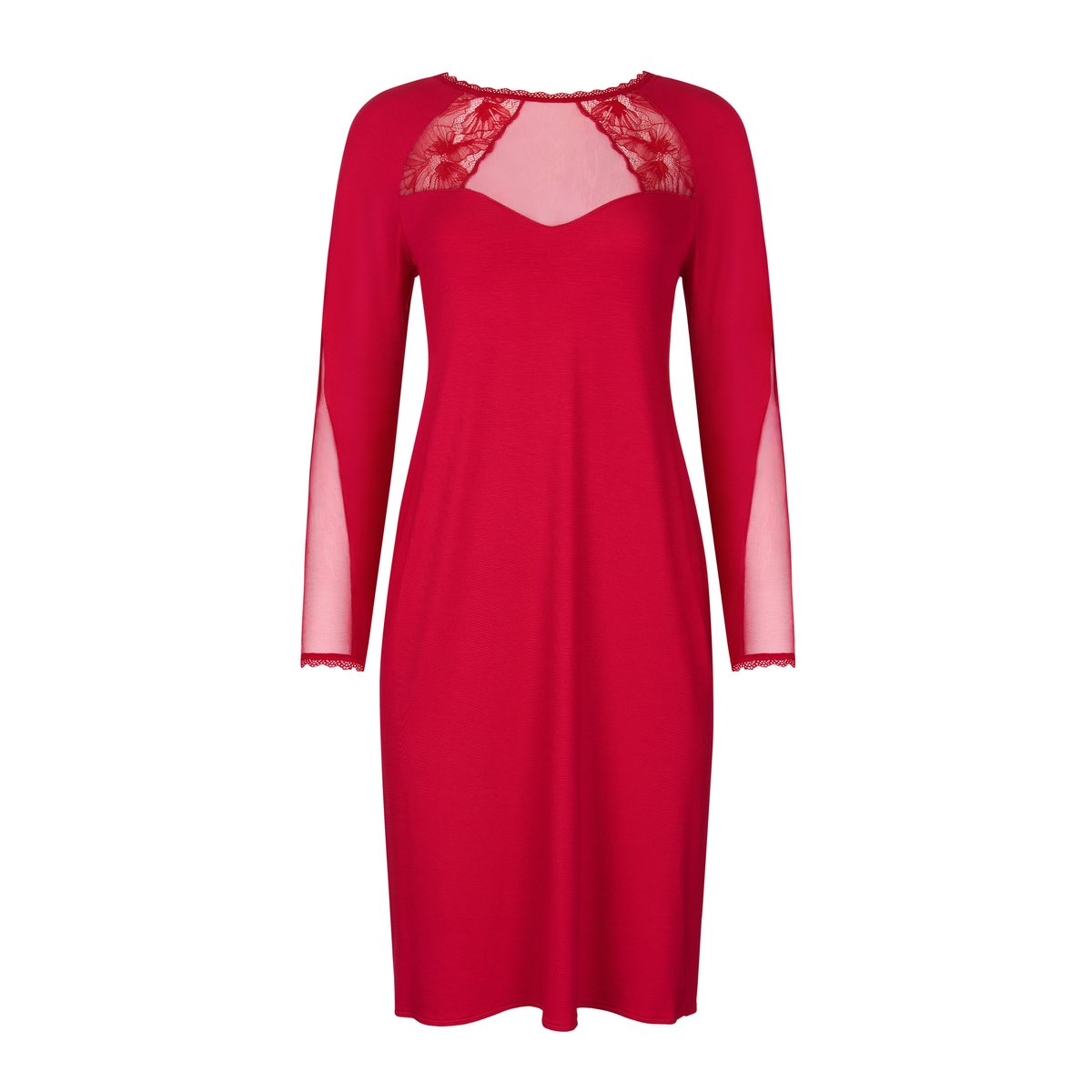 Chemise de nuit manches longues Sympathy rouge, LISCA