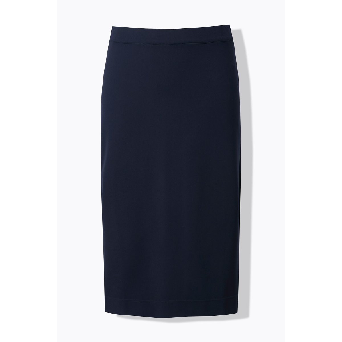 Jupe midi en maille, fente à la base bleu de minuit, ULLA POPKEN