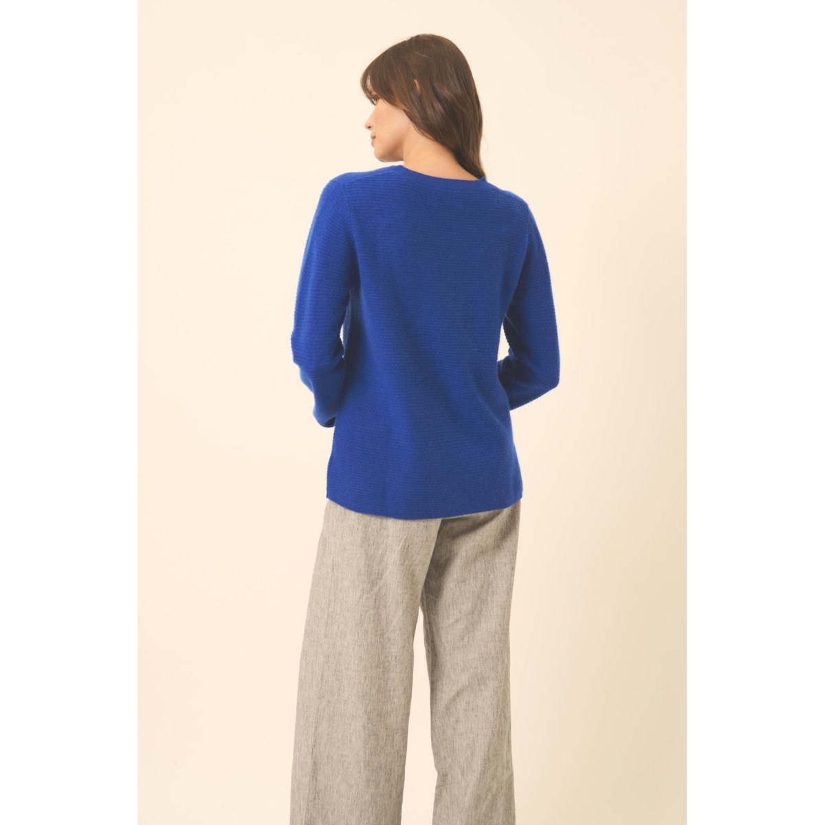 Pull Col Bateau Outremer Nethy bleu foncé, JUST CASHMERE