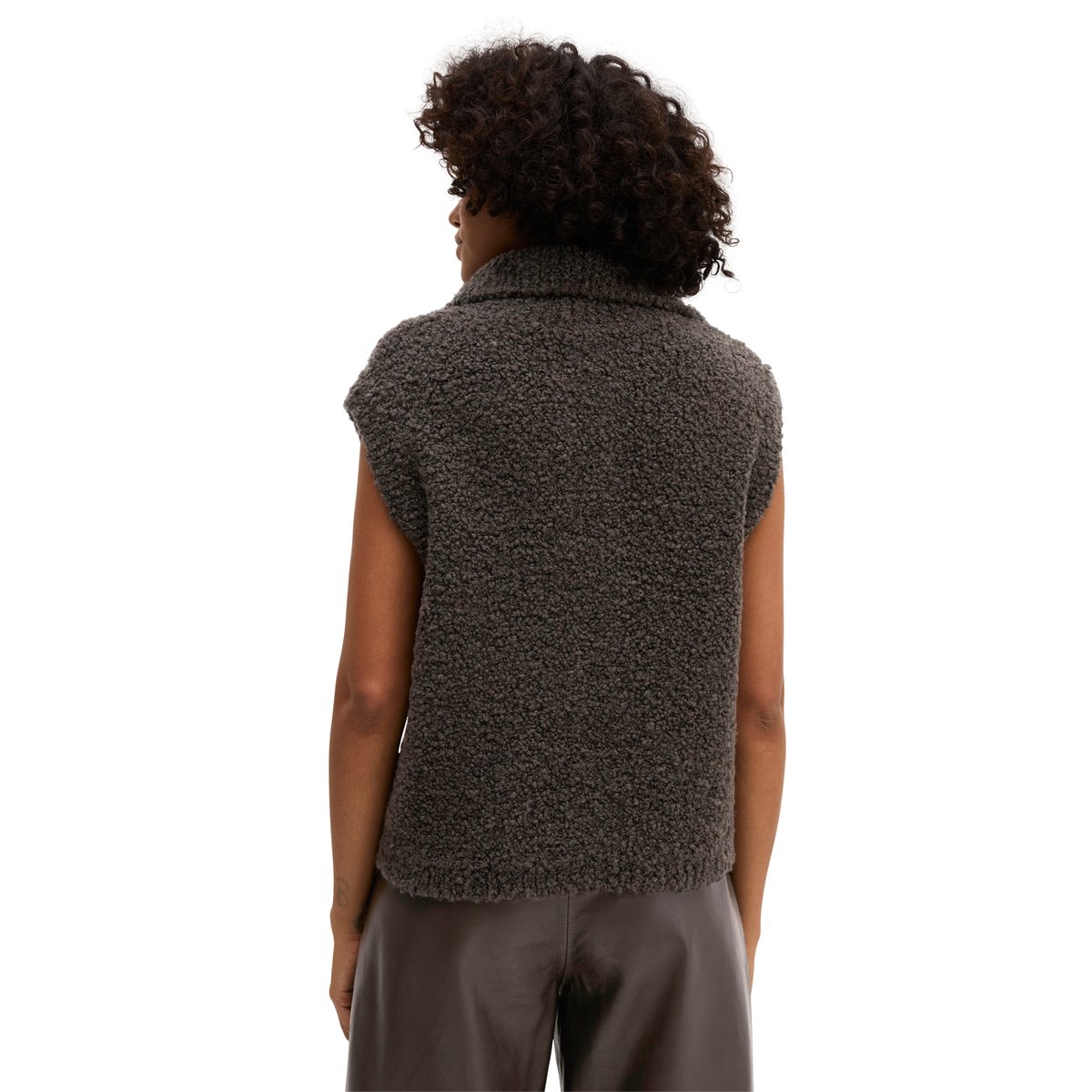 Cardigan sans manches, coupe slim en fil bouclé marron, MARC O'POLO