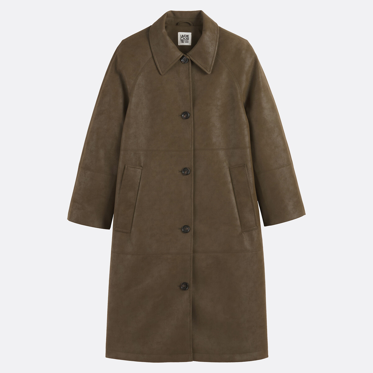 Langer Mantel aus Polyester-Kunstleder mit Antik-Optik khaki, LA REDOUTE COLLECTIONS