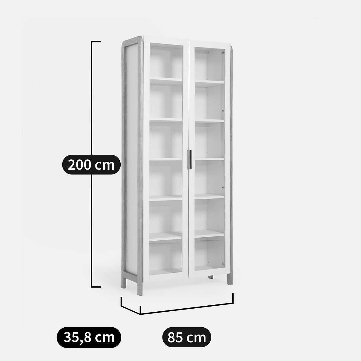 Estante/vitrine de 2 portas, A 200 cm, LUMEKO carvalho/branco, LA REDOUTE INTERIEURS