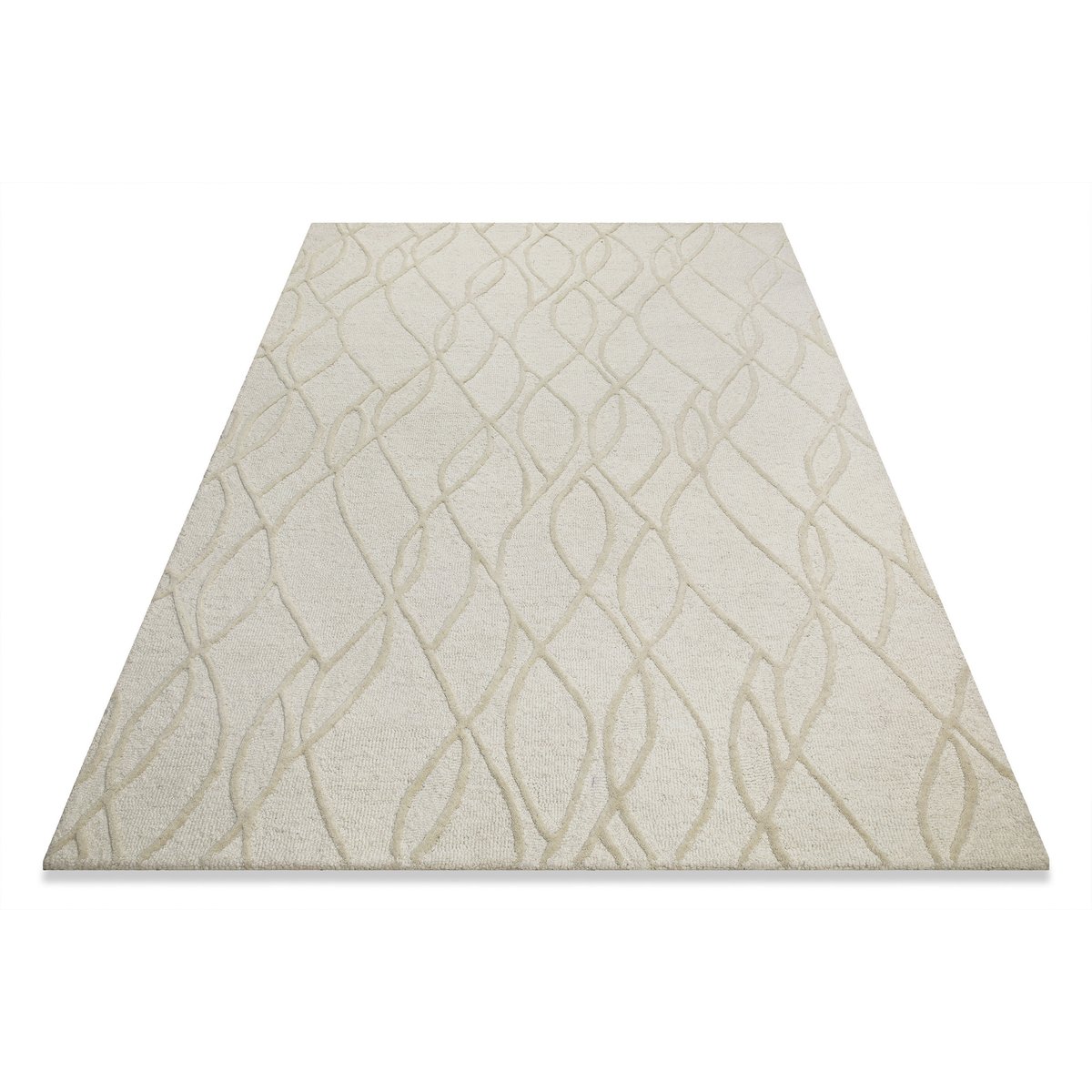 Tapis texturé à motifs courbes ,  HAMPTONS TWENTYTHREE blanc crème, WECON HOME