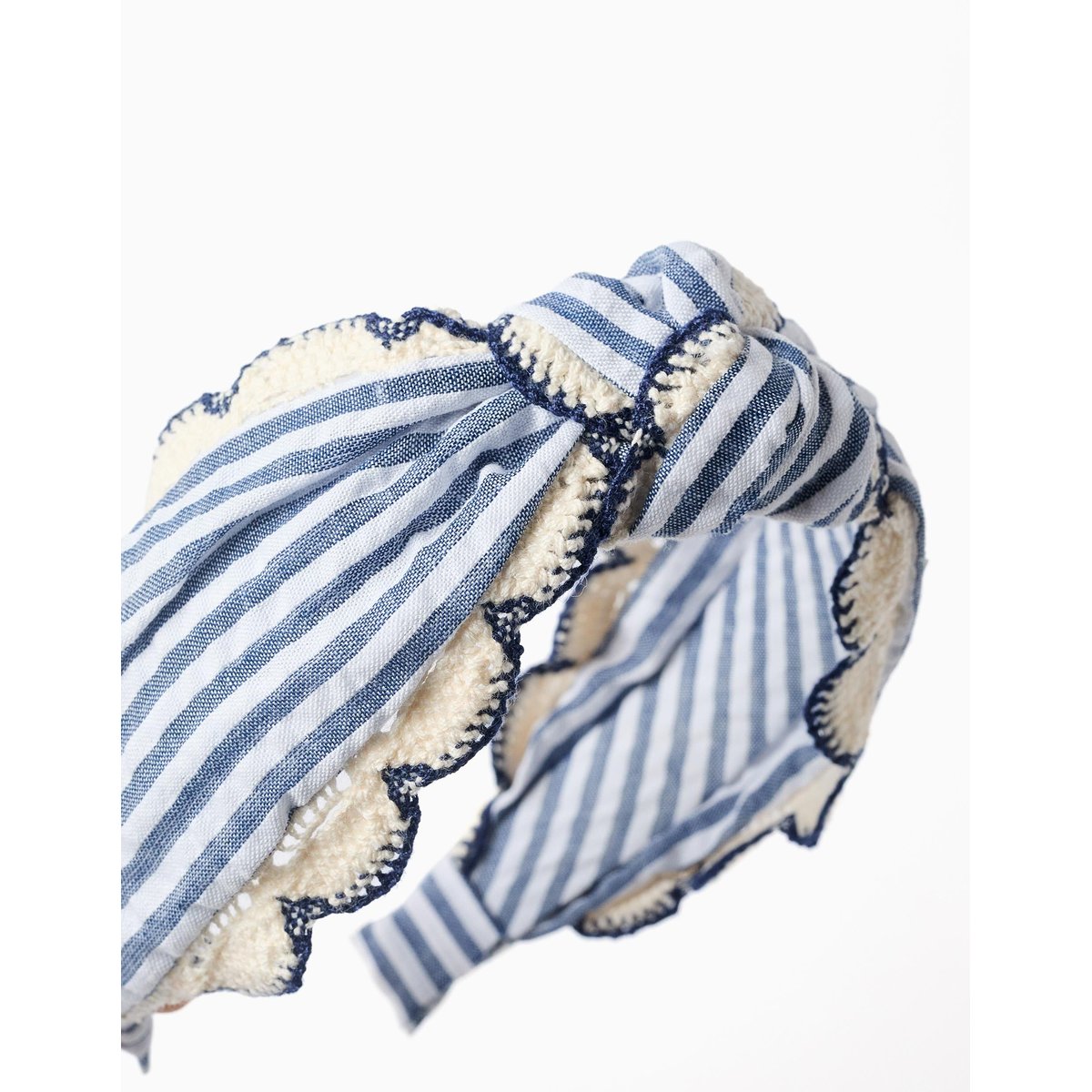 Serre-tête à rayures et bordure au crochet multicolore, ZIPPY