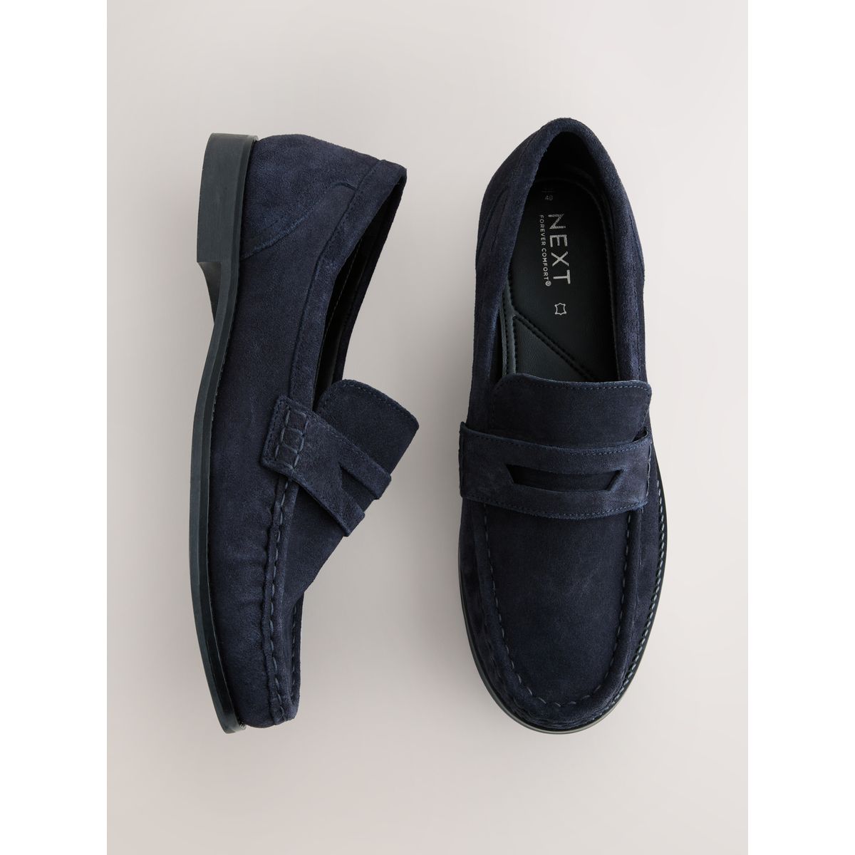 Mocassins forever comfort® en cuir bleu marine, NEXT