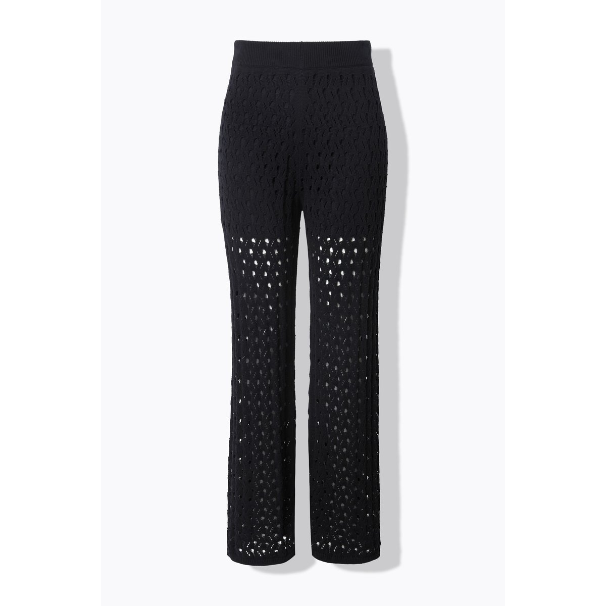 Pantalon jambe droite, maille ajourée noir, STUDIO UNTOLD