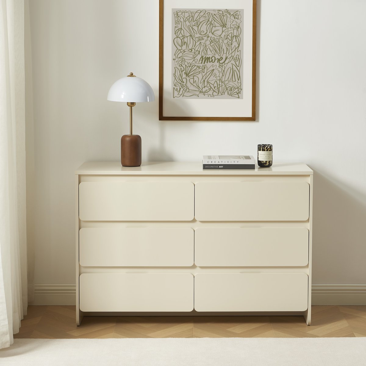 Commode 6 tiroirs AKKA beige, BAÏTA