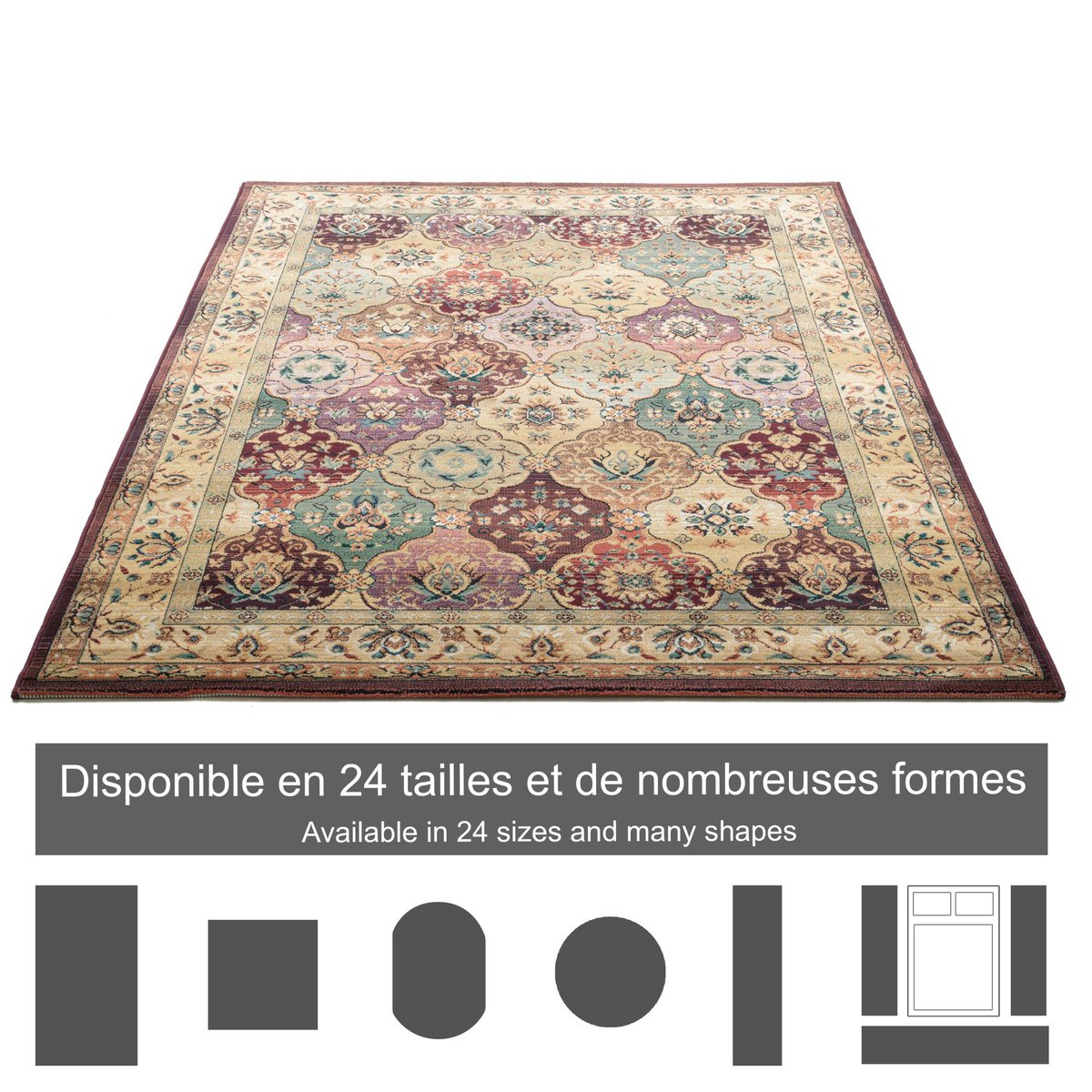Tapis motif floral - GABIRO rouge, THEKO