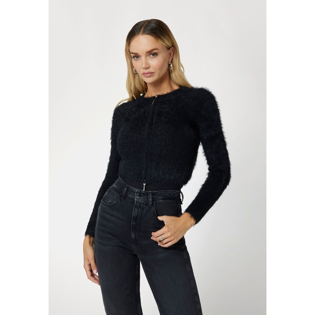 Cardigan Glissière Frontale noir, GUESS