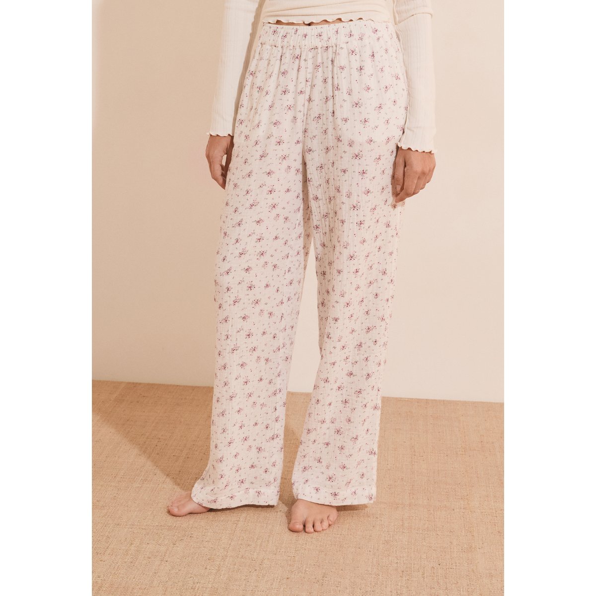 Pantalon de pyjama à motifs en coton CLEA rose, ETAM