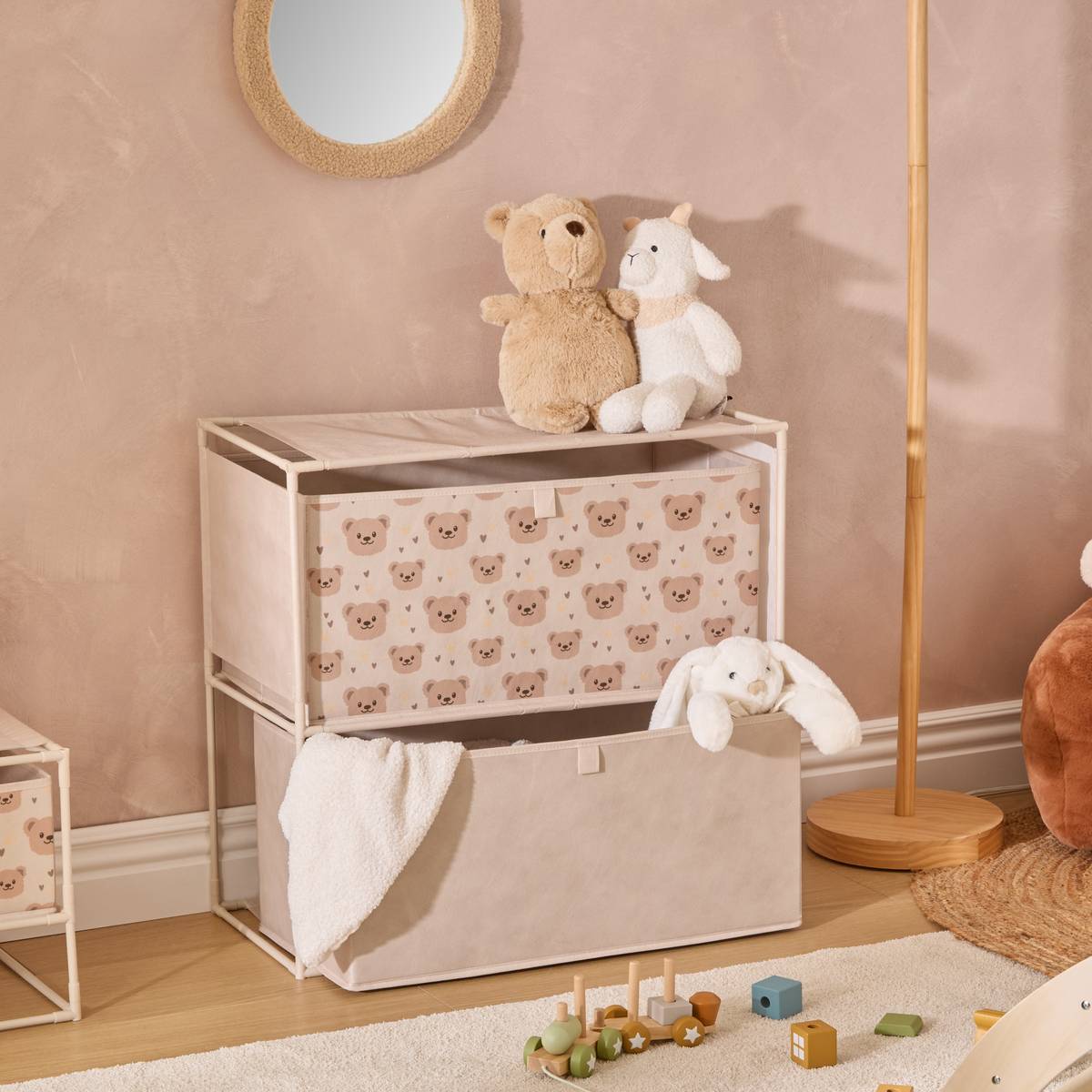 Commode enfant 2 tiroirs Imprimé Ourson TISSA beige, ATMOSPHERA FOR KIDS