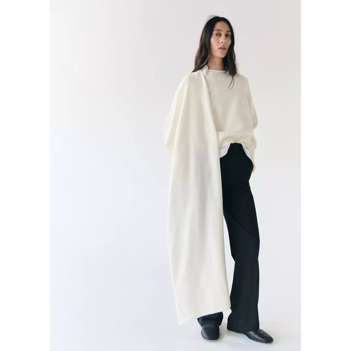 Pull en maille foulard écru, MANGO