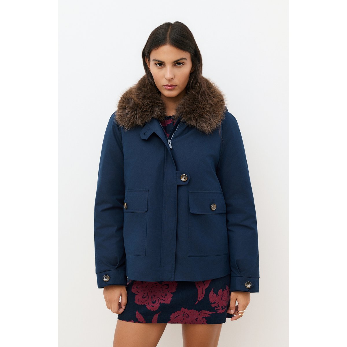 Parka courte droite GNORINA bleu marine, CAROLL