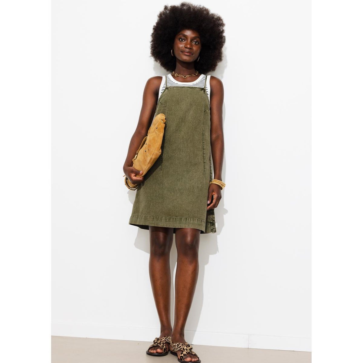Robe courte en jean kaki, PROMOD