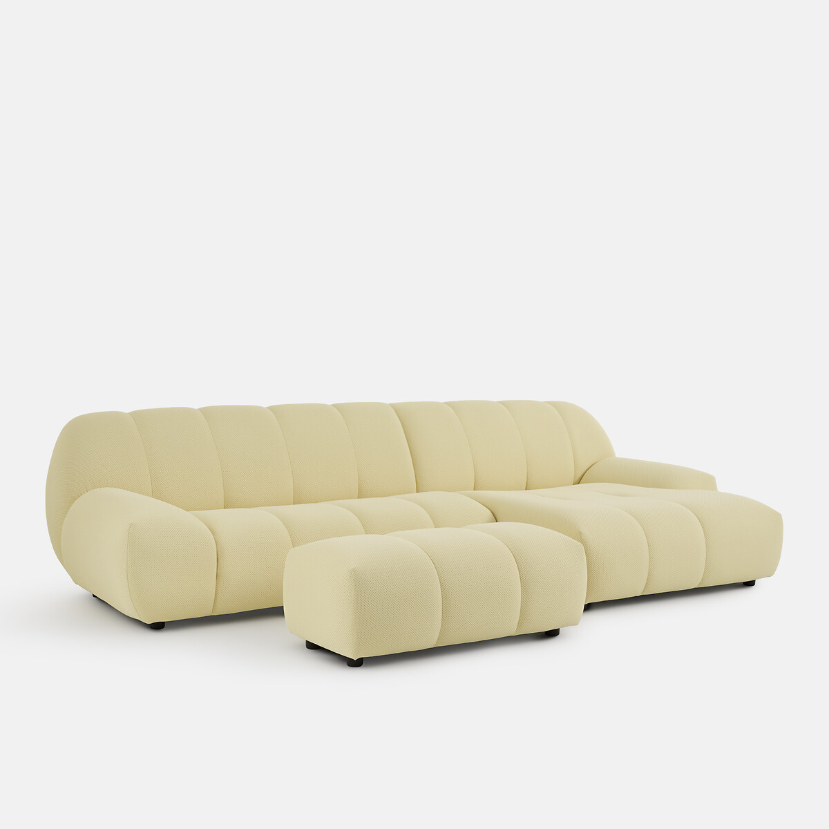 Canapé d'angle droit, 4 places, en tissu matelassé, NURIA jaune, LA REDOUTE INTERIEURS