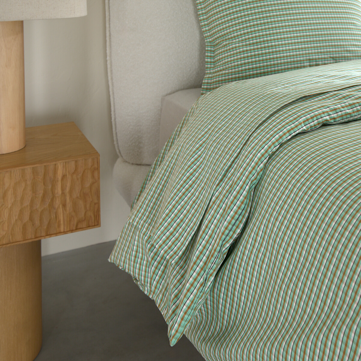 Housse de couette en percale lavée 120 fils, JALIANI carreaux menthe, AM.PM
