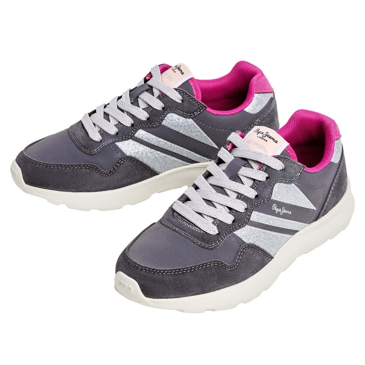 Baskets Avec Détails Paillettés gris foncé, PEPE JEANS