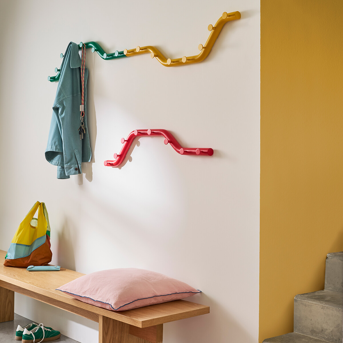 Patère métal acier coloré, 8 crochets, Tubi rouge, LA REDOUTE INTERIEURS