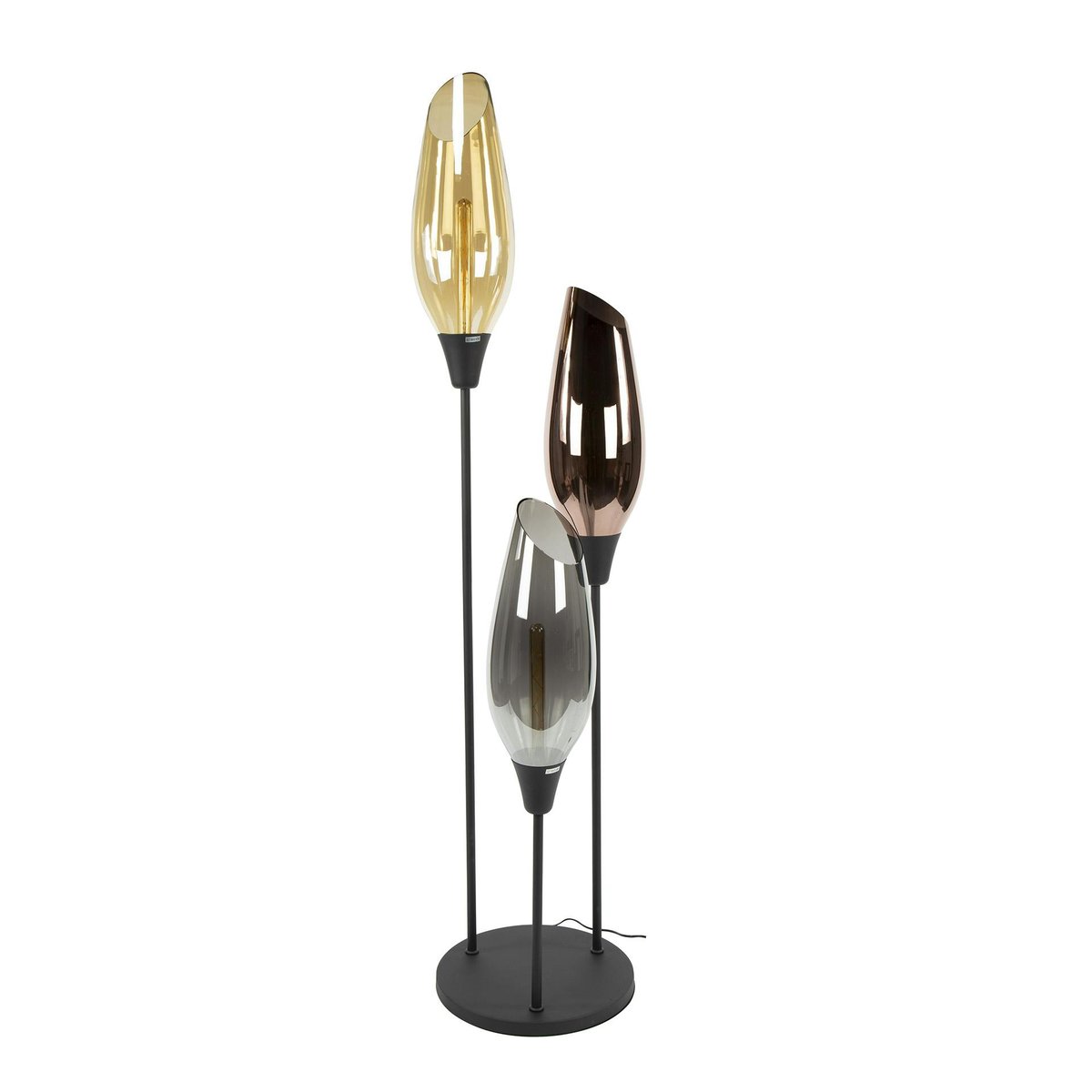 Lampadaire vintage XL avec abat-jour en verre forme torche NIAGARA ambre, PIER IMPORT