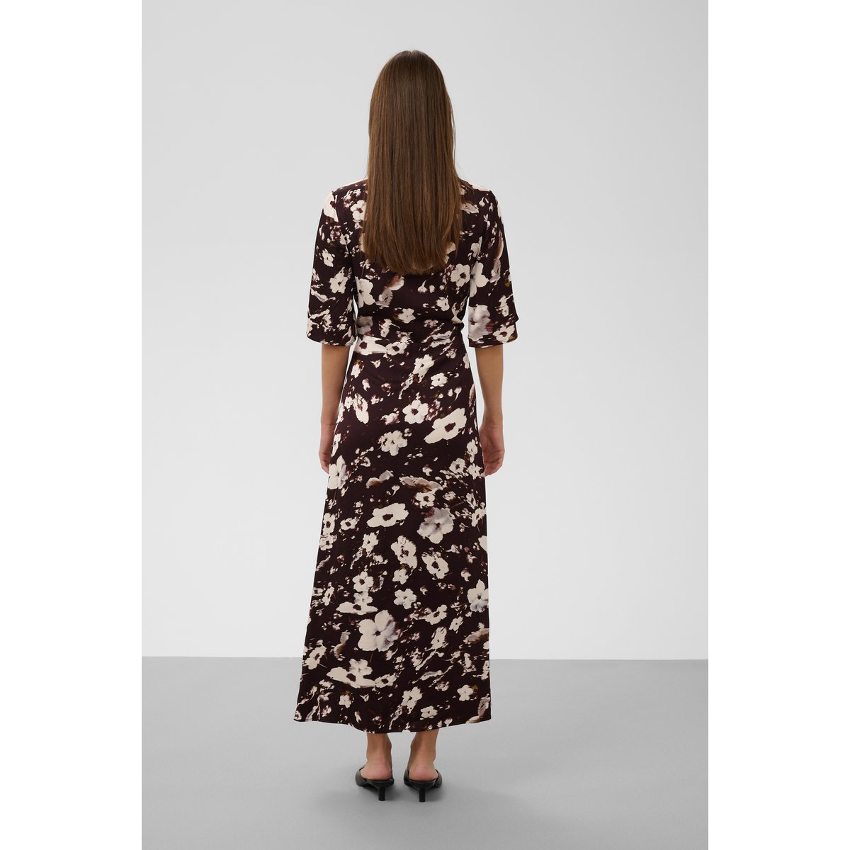 Robe marron brown flower print, SOAKED IN LUXURY