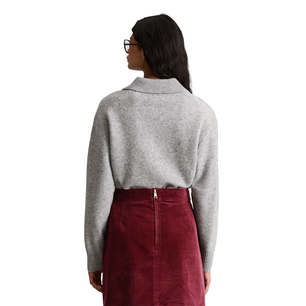 Polo en maille décontracté en laine vierge douce gris, MARC O’POLO DENIM