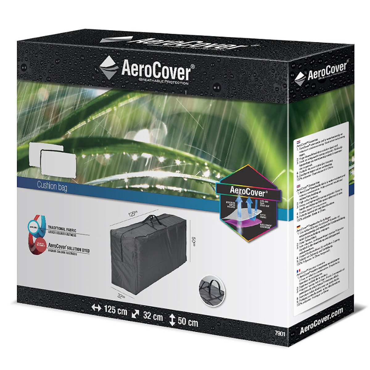 Garden Cushion Bag Cover 125x32x50cm grey, AEROCOVER