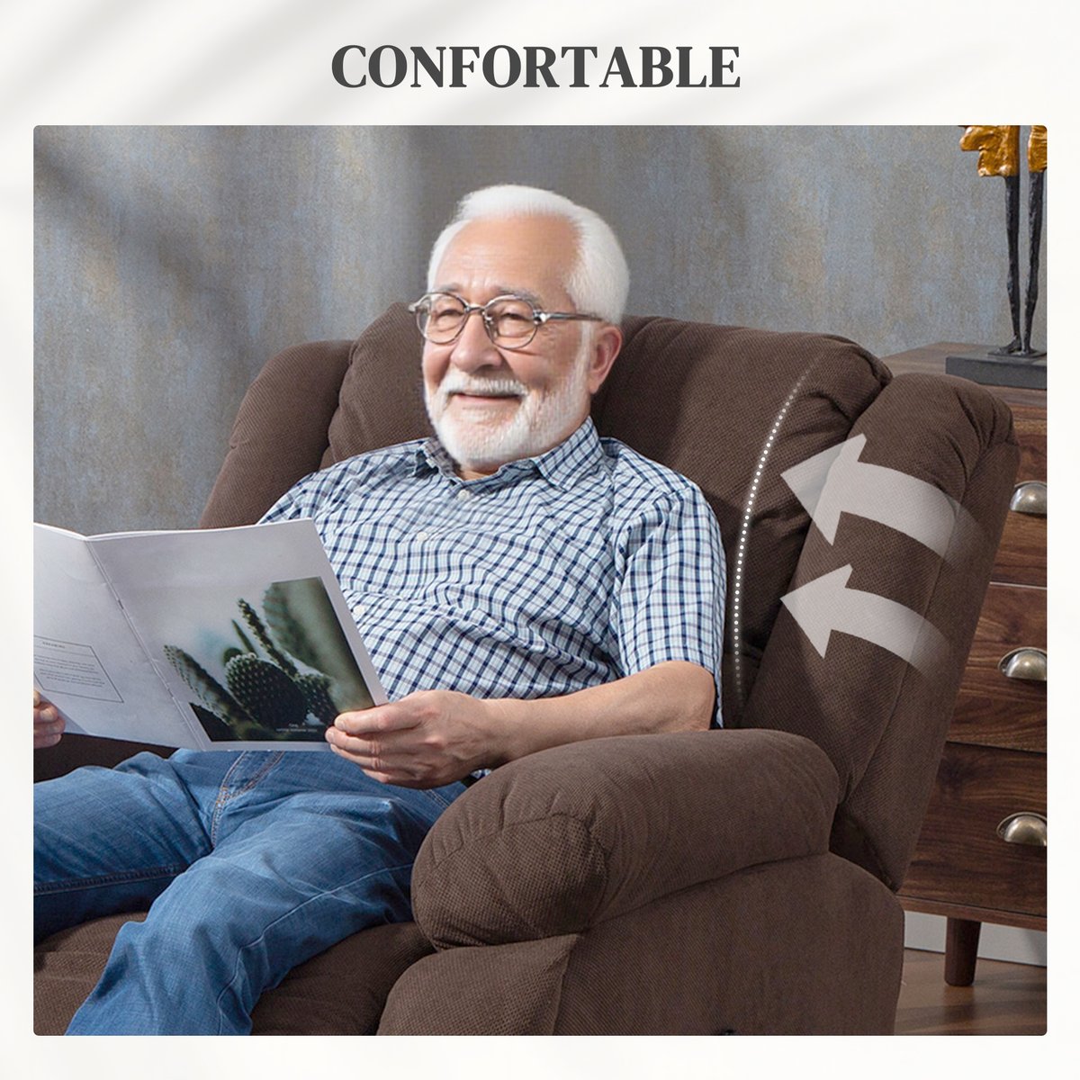 Fauteuil releveur électrique Velours (100% marron, HOMCOM