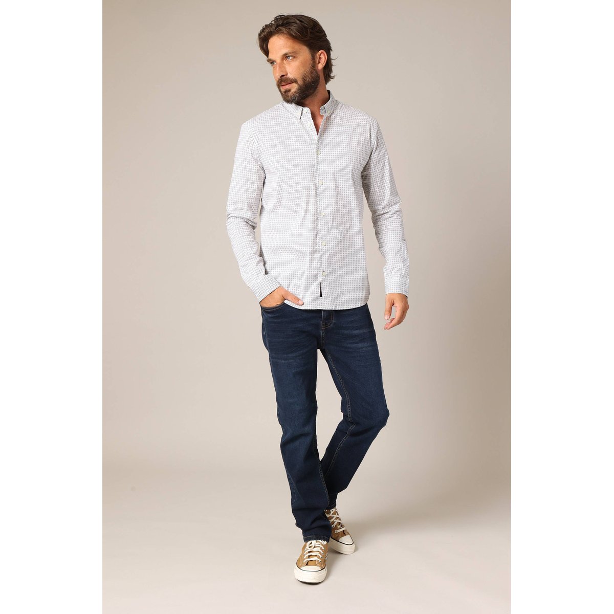 Chemise imprimée coupe droite BOGART natural, DEELUXE