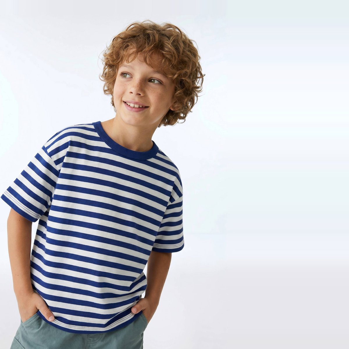 T-shirt manches courtes rayé en coton BIO GOTS penombre, MONOPRIX