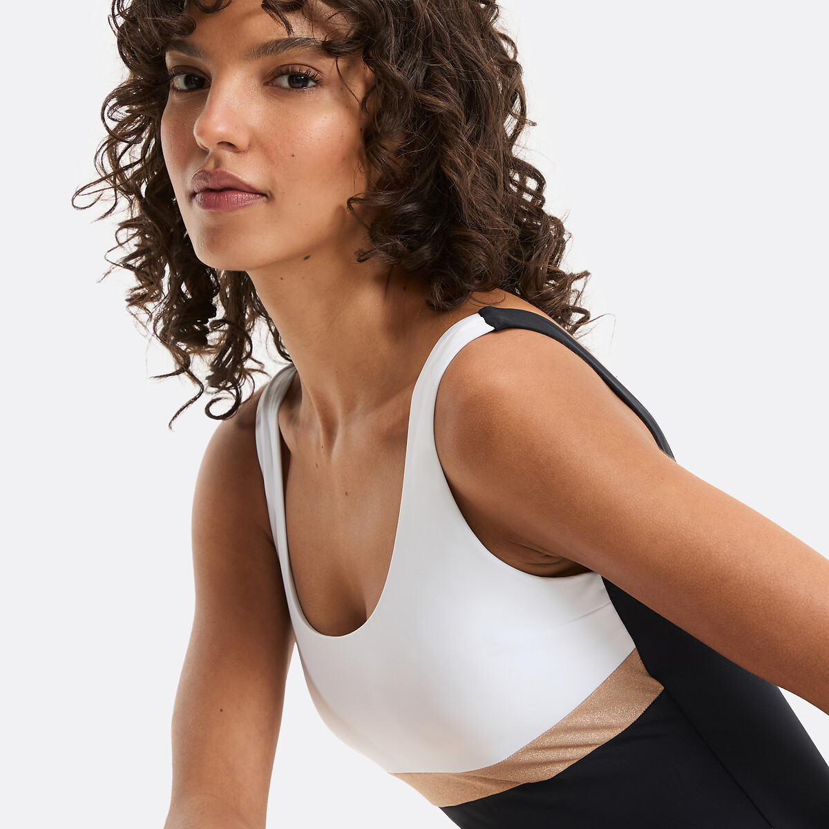 Maillot de bain une pièce tricolore noir+blanc, ANNE WEYBURN