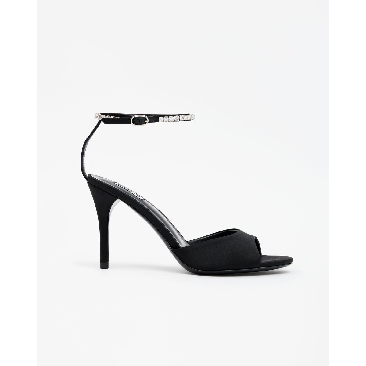 Sandales en satin à bout rond et strass FLAVIA noir, MI MAI