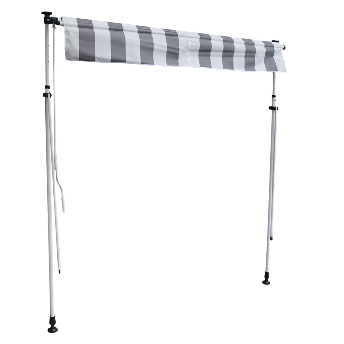 Store banne pour balcon, 2x1,2m, CHENE blanc, gris, blanc, HAPPY GARDEN