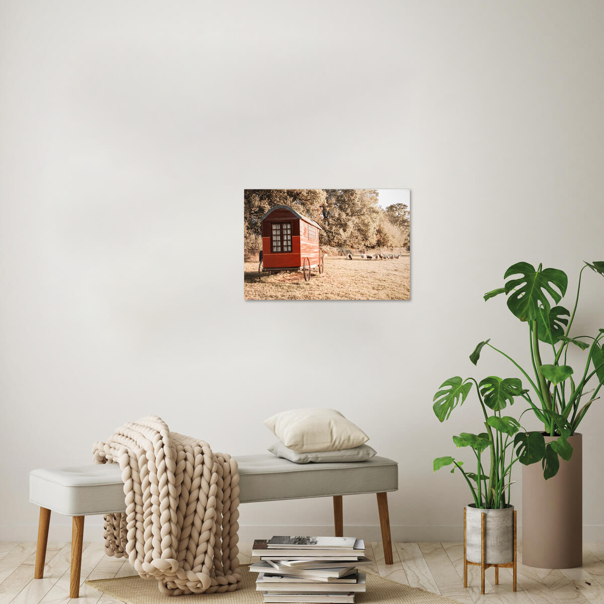 Tableau Mural Roulotte Champêtre NATURE ÉVASION tableaux sur toile-beige, CEANOTHE