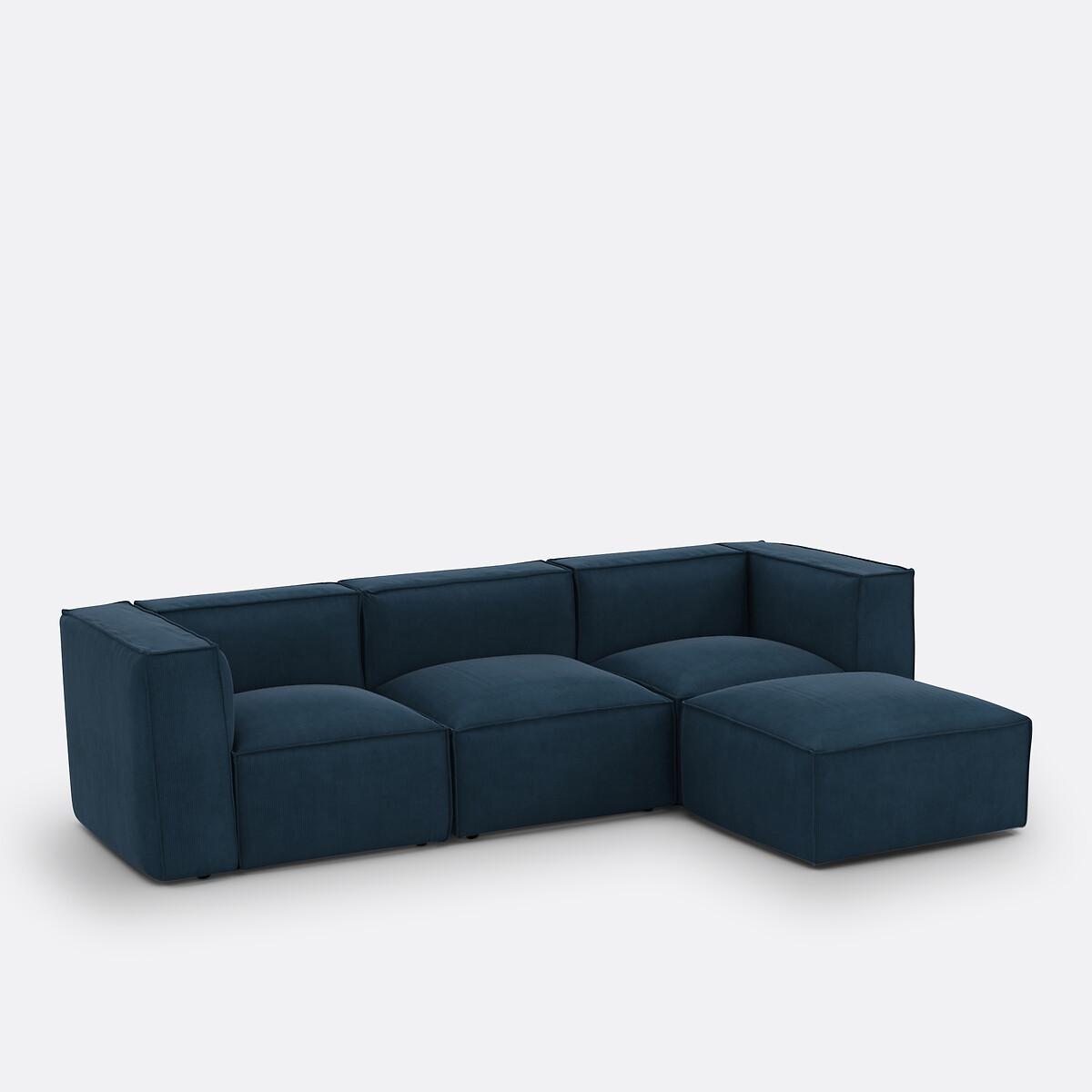 Elément d'angle pour canapé modulable, en velours côtelé fines côtes, SEVEN bleu, LA REDOUTE INTERIEURS