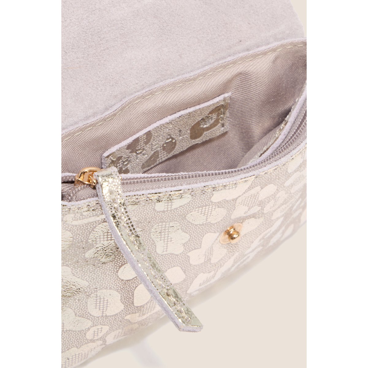 Porte-monnaie en cuir aspect daim doublé gris, BREAL